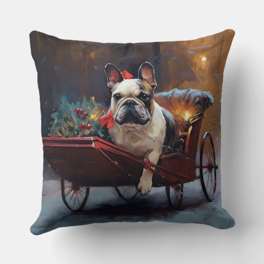Franse Bulldog Kerst Seizoen Kussen (Achterkant)