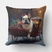 Franse Bulldog Kerst Seizoen Kussen (Voorkant)