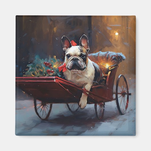 Franse Bulldog Kerst Seizoen Magneet (Voorkant)