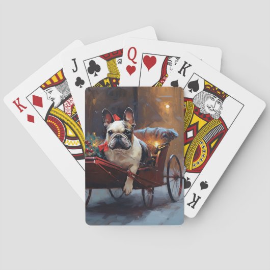Franse Bulldog Kerst Seizoen Pokerkaarten (Achterkant)