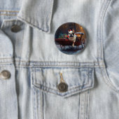 Franse Bulldog Kerst Seizoen Ronde Button 5,7 Cm (In situ)