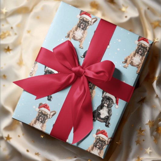 Franse Bulldog Kerst Waterverf Cadeaupapier