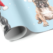 Franse Bulldog Kerst Waterverf Cadeaupapier (Rol Hoek)