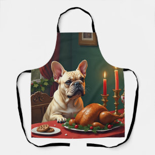 Franse Bulldog Kerstavond Feest Schilderij Schort