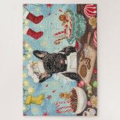 Franse Bulldog Kerstbakfeest: Festive Kerstmis Legpuzzel (Verticaal)