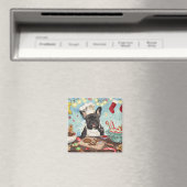 Franse Bulldog Kerstbakfeest: Festive Kerstmis Magneet (Insitu (Vaatwasser))