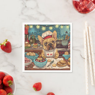 Franse Bulldog Kerstbakfeest: Festive Kerstmis Servet