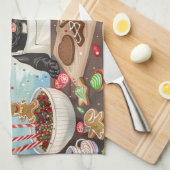 Franse Bulldog Kerstbakfeest: Festive Kerstmis Theedoek (Quarter Fold)