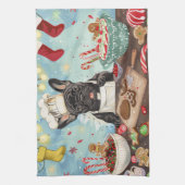 Franse Bulldog Kerstbakfeest: Festive Kerstmis Theedoek (Verticaal)