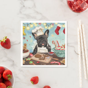 Franse Bulldog Kerstbakken: Festieve Kerstmis Servet