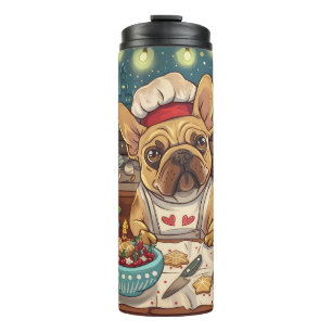 Franse Bulldog Kerstbakken: Festieve Kerstmis Thermosbeker