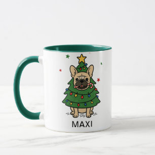 Franse Bulldog Kerstboom Aangepaste Naam Mok