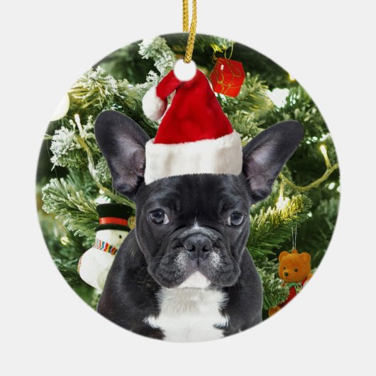 Franse Bulldog Kerstboom Ornamenten Sneeuwman (Voorkant)