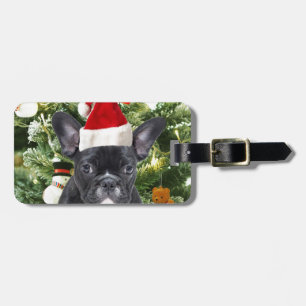 Franse Bulldog Kerstboom Ornamenten Sneeuwman Bagagelabel