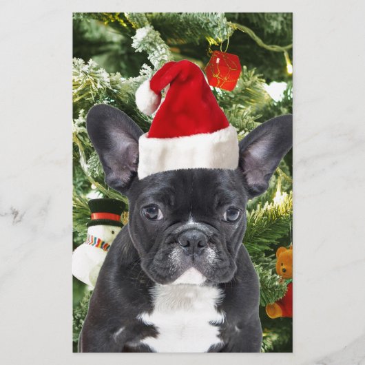 Franse Bulldog Kerstboom Ornamenten Sneeuwman Briefpapier (Voorkant)