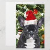 Franse Bulldog Kerstboom Ornamenten Sneeuwman Briefpapier (Voorkant / Achterkant)