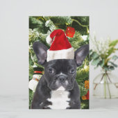 Franse Bulldog Kerstboom Ornamenten Sneeuwman Briefpapier (Staand voorkant)