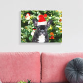 Franse Bulldog Kerstboom Ornamenten Sneeuwman Canvas Afdruk (Insitu (Woonkamer))