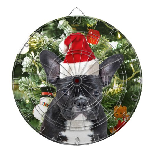 Franse Bulldog Kerstboom Ornamenten Sneeuwman Dartbord (Voorkant)