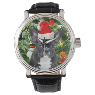 Franse Bulldog Kerstboom Ornamenten Sneeuwman Horloge