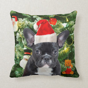 Franse Bulldog Kerstboom Ornamenten Sneeuwman Kussen