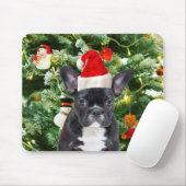 Franse Bulldog Kerstboom Ornamenten Sneeuwman Muismat (Met muis)