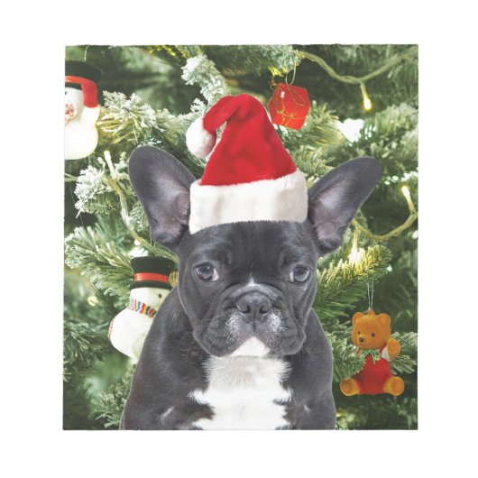 Franse Bulldog Kerstboom Ornamenten Sneeuwman Notitieblok (Voorkant)