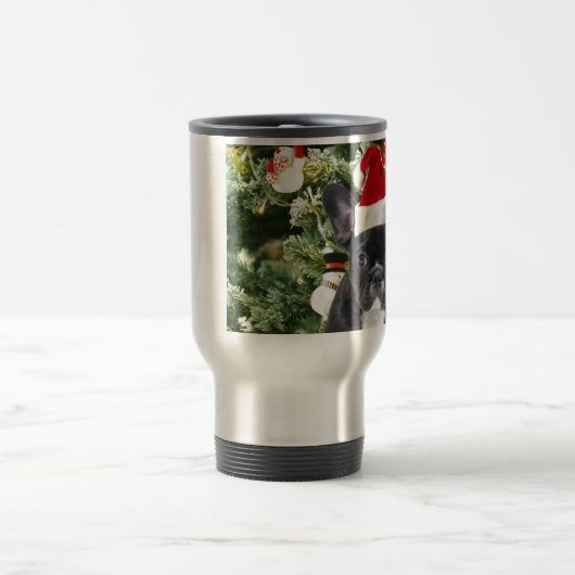 Franse Bulldog Kerstboom Ornamenten Sneeuwman Reisbeker (Center)
