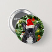 Franse Bulldog Kerstboom Ornamenten Sneeuwman Ronde Button 5,7 Cm (Voorkant /achterkant)