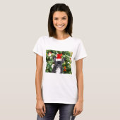 Franse Bulldog Kerstboom Ornamenten Sneeuwman T-shirt (Voorkant volledig)