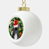 Franse Bulldog Kerstboom Sneeuwman Keramische Bal Ornament (Rechts)