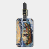 Franse Bulldog Kerstboot Vakantie Bagagelabel (Voorkant verticaal)