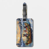 Franse Bulldog Kerstboot Vakantie Bagagelabel (Achterkant verticaal)