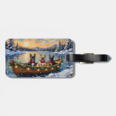 Franse Bulldog Kerstboot Vakantie Bagagelabel (Achterkant horizontaal)