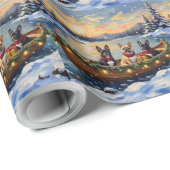 Franse Bulldog Kerstboot Vakantie Cadeaupapier (Rol Hoek)