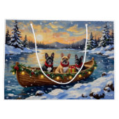 Franse Bulldog Kerstboot Vakantie Groot Cadeauzakje (Achterkant)