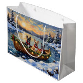 Franse Bulldog Kerstboot Vakantie Groot Cadeauzakje (Achterkant Gekanteld)