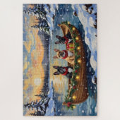 Franse Bulldog Kerstboot Vakantie Legpuzzel (Verticaal)