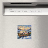 Franse Bulldog Kerstboot Vakantie Magneet (Insitu (Vaatwasser))