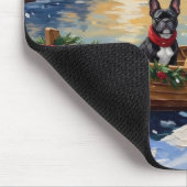 Franse Bulldog Kerstboot Vakantie Muismat (Hoek)
