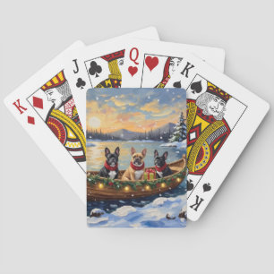 Franse Bulldog Kerstboot Vakantie Pokerkaarten