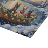 Franse Bulldog Kerstboot Vakantie Snijplank (Hoek)