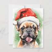 Franse Bulldog Kerstborstel schilderen kunstwerk Feestdagenkaart (Voorkant)