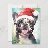 Franse Bulldog Kerstborstel schilderen kunstwerk Feestdagenkaart (Voorkant)