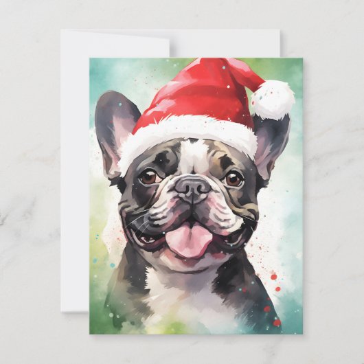 Franse Bulldog Kerstborstel schilderen kunstwerk Feestdagenkaart (Voorkant)
