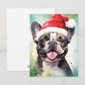 Franse Bulldog Kerstborstel schilderen kunstwerk Feestdagenkaart (Voorkant / Achterkant)
