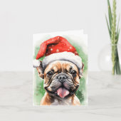 Franse Bulldog Kerstborstel schilderen kunstwerk Kaart (Voorkant)