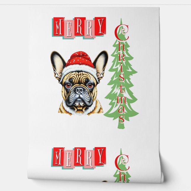 Franse Bulldog kerstcadeau Behang (Afrollen)