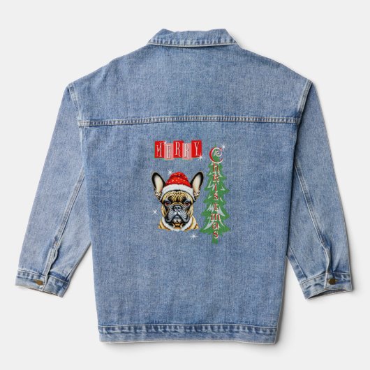 Franse Bulldog kerstcadeau Denim Jacket (Achterkant)