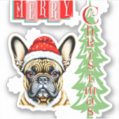 Franse Bulldog kerstcadeau Sticker (Voorkant)